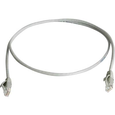Un câble Ethernet gris avec deux connecteurs RJ45 à ses extrémités.