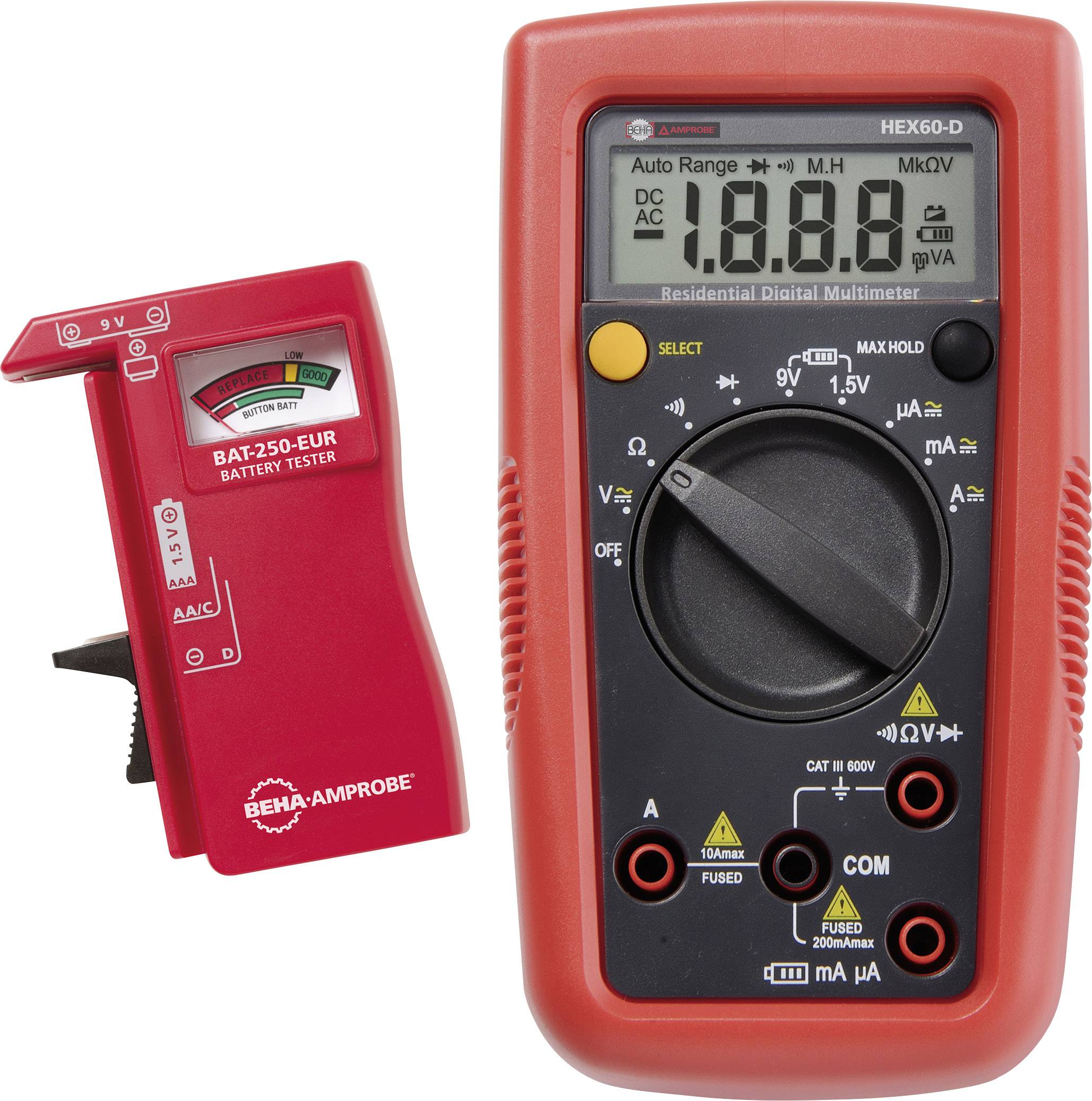 Multimètre numérique Beha Amprobe HEX60D + testeur de piles BAT250EUR CAT III 600 V Conrad.fr