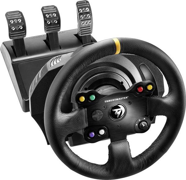 Volant Thrustmaster TX Racing Wheel Leather Edition 4460133 PC, Xbox One noir avec pédales 1 pc 