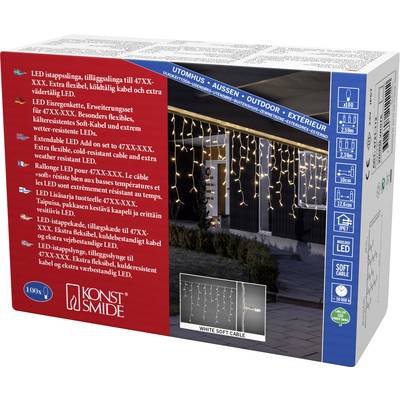 Guirlande lumineuse LED d'extérieur à 100 LED, avec câble d'extension, lumière blanche chaude, adaptée aux balcons.