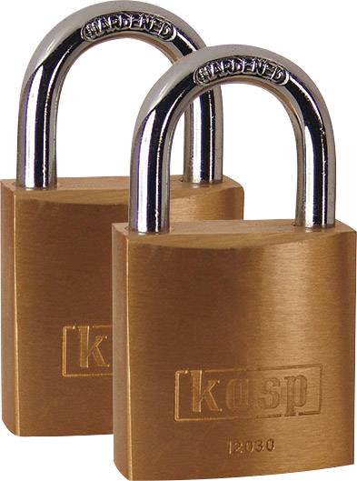 Deux cadenas brillants en laiton portant l'inscription 'kasp'.