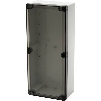 Boîtier rectangulaire transparent en plastique avec couvercle amovible, adapté aux appareils électroniques ou au câblage.