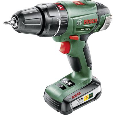 Perceuse-visseuse à percussion sans fil Bosch Home and Garden PSB 18 LI-2 2 vitesses + 2 batteries, + chargeur, + mallet-1