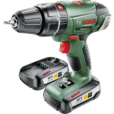 Perceuse-visseuse à percussion sans fil Bosch Home and Garden PSB 18 LI-2 2 vitesses + 2 batteries, + chargeur, + mallet-0