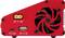 Appareil électronique rouge avec ventilateur, connexion DC-11-18V, liaison PC et port USB (5V/2.1A).