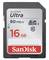 Carte SD SanDisk Ultra avec vitesse de lecture de 80 Mo/s, capacité de 16 Go, Class 10.