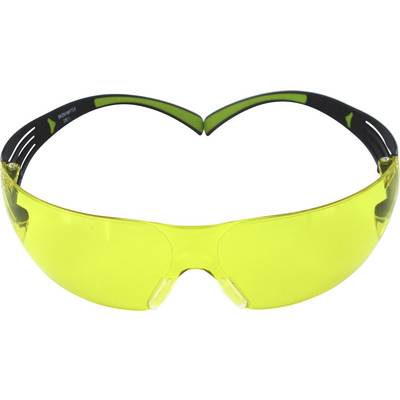 Lunettes de protection jaunes avec monture noire, adaptées à la protection oculaire au travail.