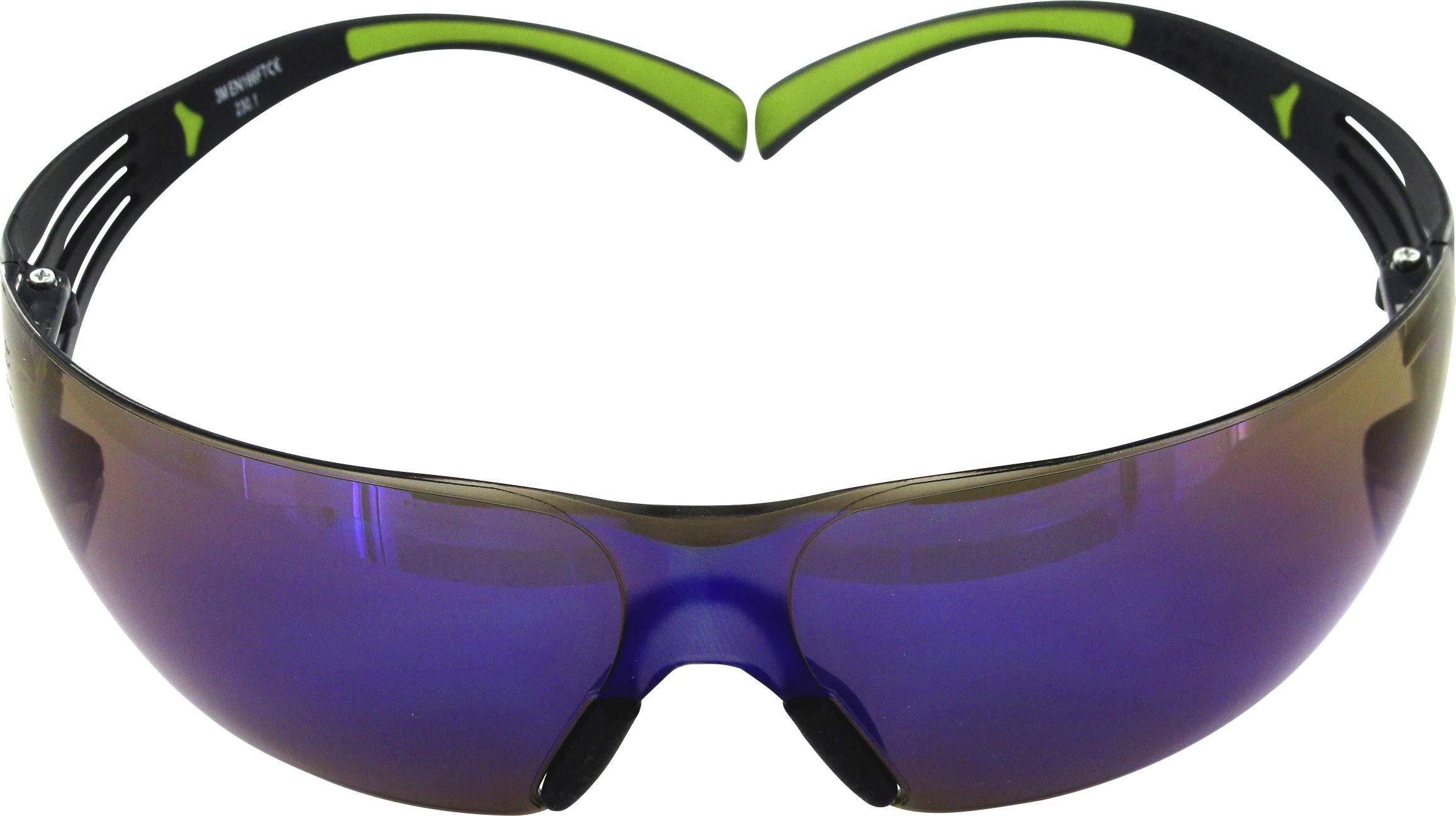 3M SecureFit 400 SF408AS Veiligheidsbril Spiegelend Zwart, Groen