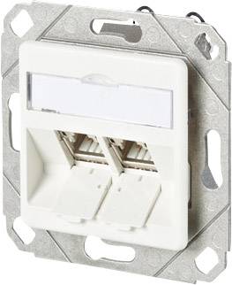 Metz Connect Prise réseau encastré insert avec plaque centrale 2 ports blanc pur-0