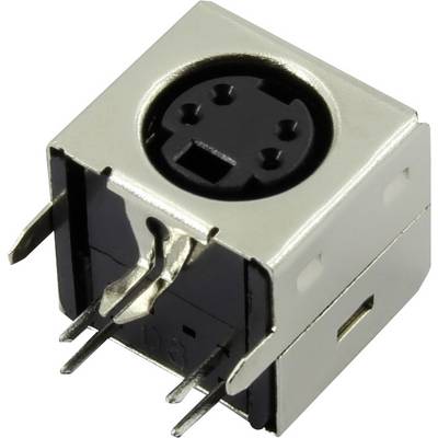 Un connecteur carré à ouvertures rondes multiples avec des broches métalliques pour montage sur circuit imprimé.