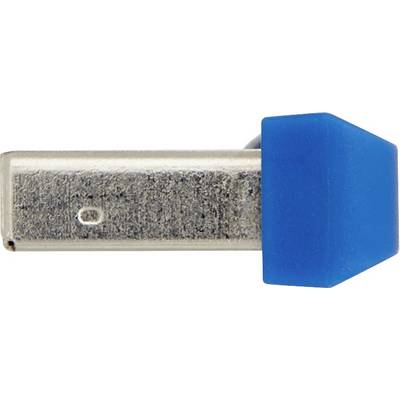Une clé USB avec un capuchon bleu.