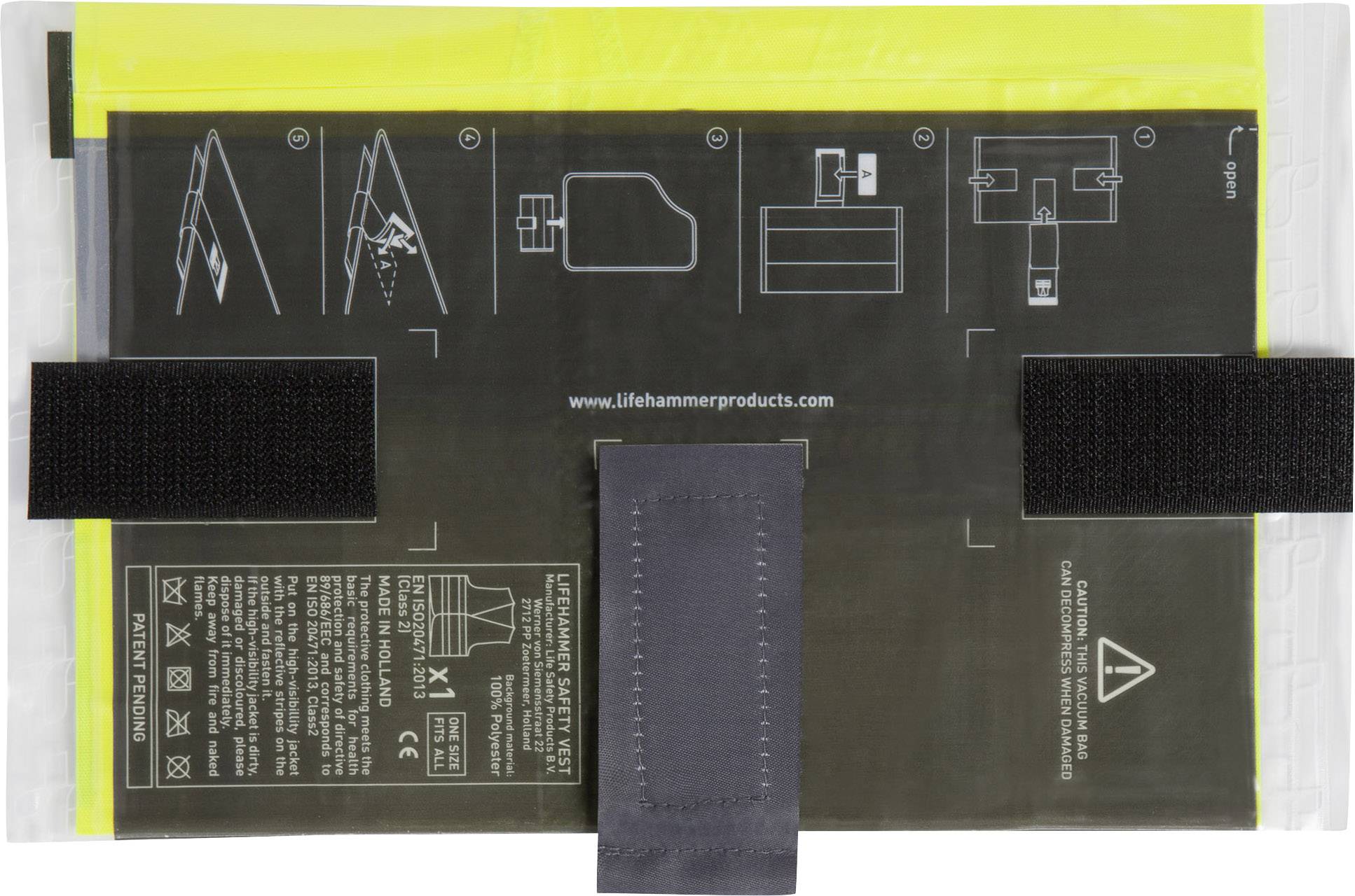 Instructions pour l'installation d'un témoin de détresse avec pictogrammes et texte sur fond noir. Présente les étapes et les informations de sécurité.