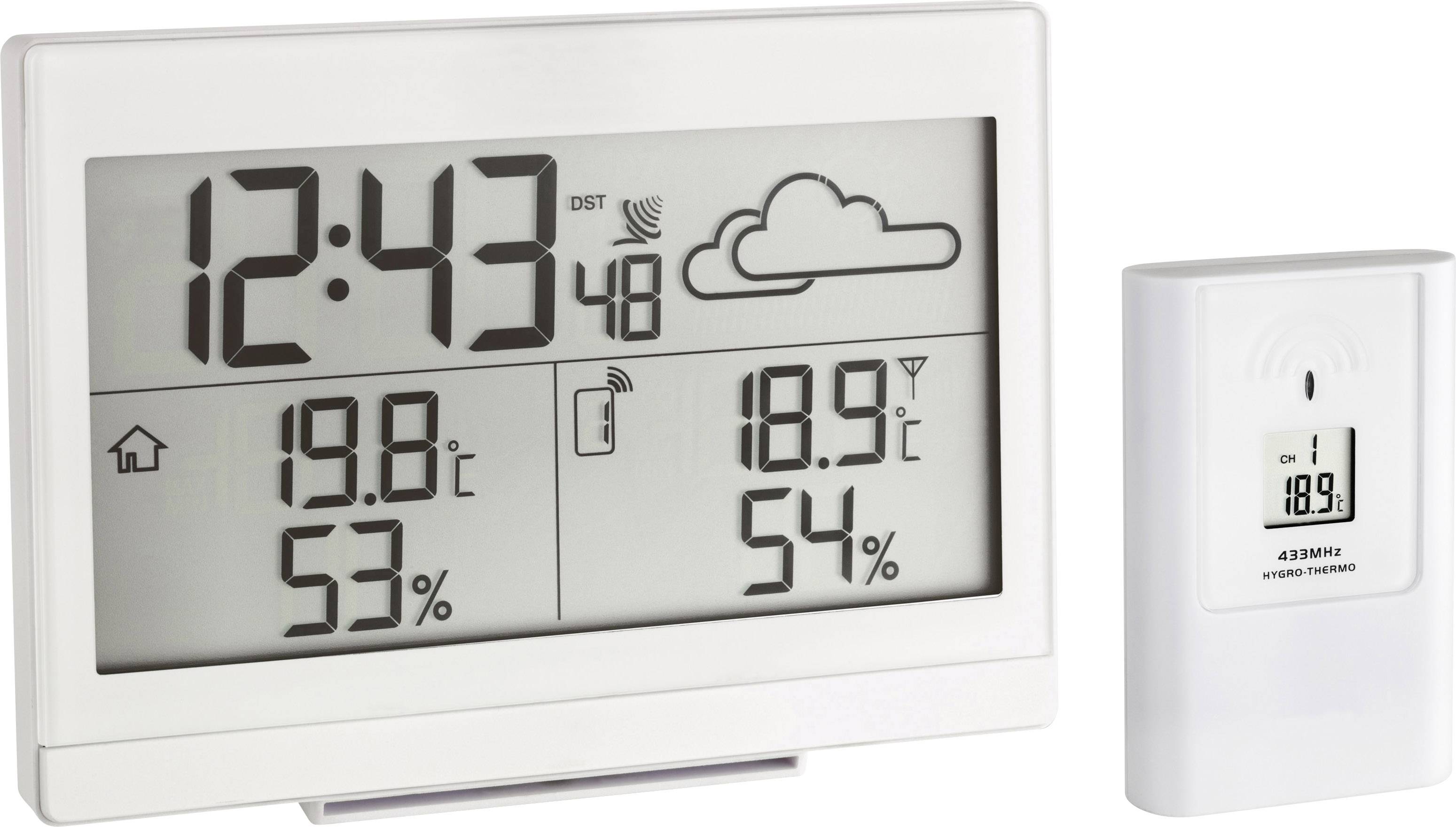 Station météo radiopilotée numérique TFA Dostmann 35.1135.02 blanc