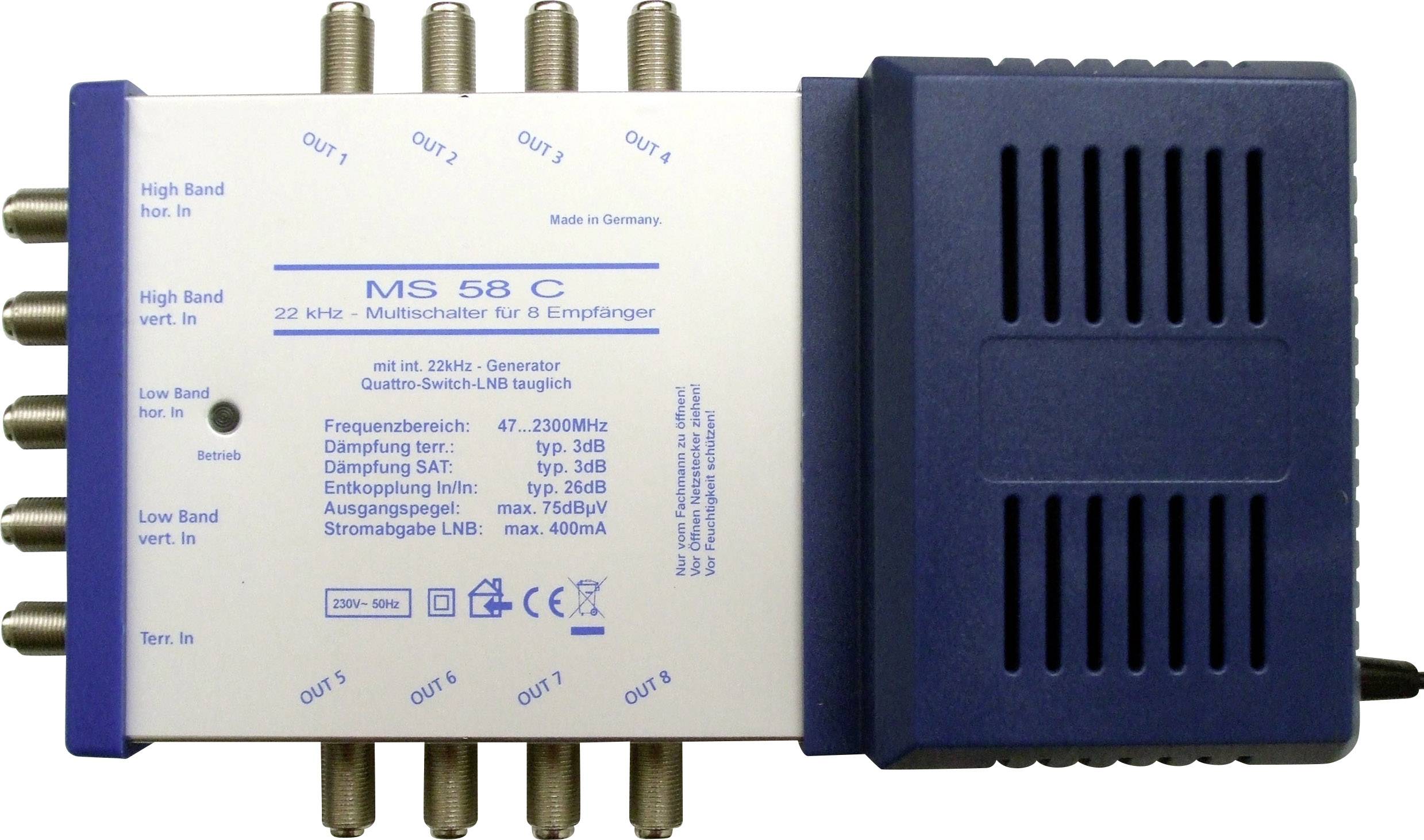 Multiswitch SAT HB-DIGITAL UHD-MS 5/8 - Per 1 Satellite, Fino A 8 Ricevitori, 4K UHD, Con Alimentatore - Foto 5