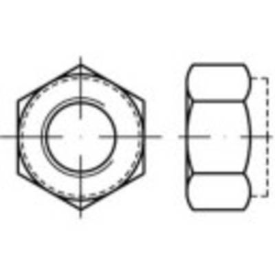 Dessin technique d'un écrou hexagonal, vue de face à gauche et vue latérale à droite, montrant la forme et le profil de filetage.