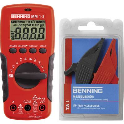Benning MM 1-3 + Set TA 1 Multimètre numérique CAT II 1000 V, CAT III 600 V Affichage (nombre de points): 2000-0