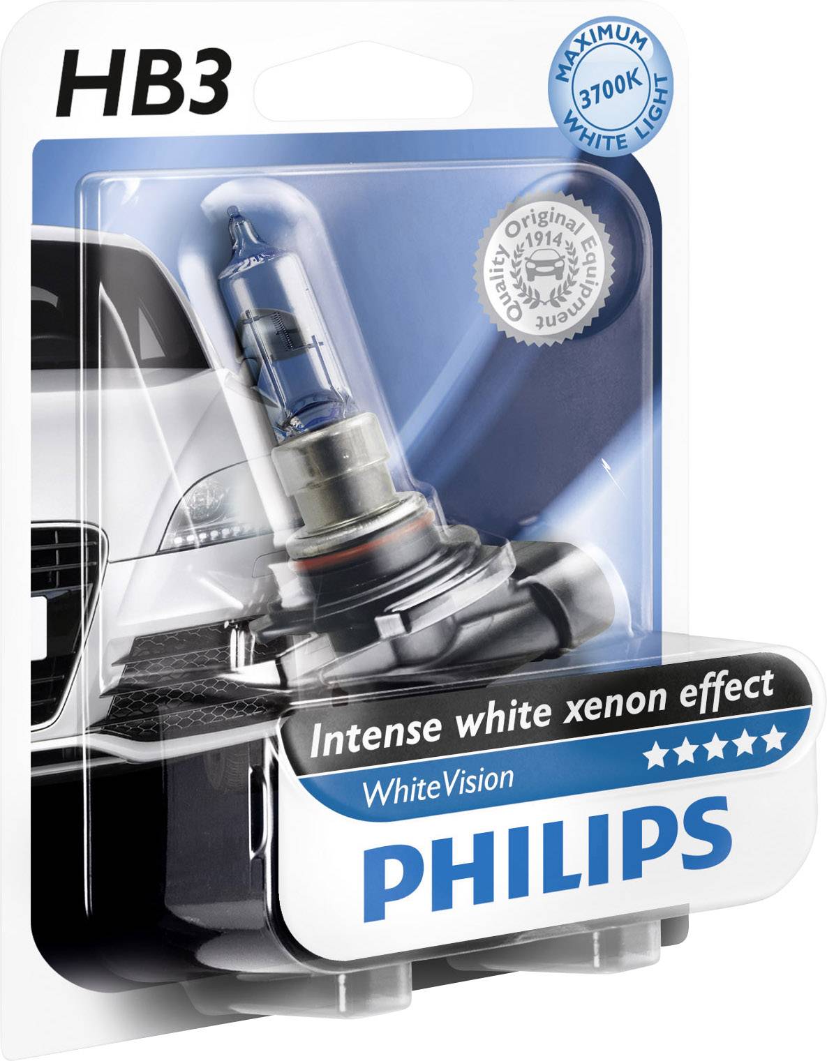 Ampoule halogène Philips 9005WHVB1 WhiteVision effet xénon HB3 65 W 1