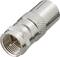 Le 'F-Stecker', un connecteur coaxial métallique aux bords cannelés, est connu pour raccorder les câbles d'antenne aux appareils.