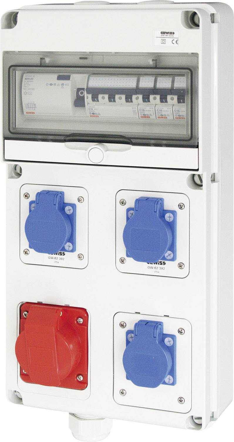 Répartiteur de courant CEE Gewiss DE00318 Distributeur d'énergie DE00318 IP44-0