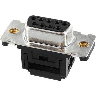 Un connecteur noir, rectangulaire avec une interface à 9 broches et un boîtier argenté, adapté aux applications d'interface série.