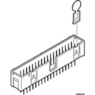 Un diagramme technique montre une fiche rectangulaire avec de nombreuses broches. Une petite partie séparée est représentée en haut à droite.