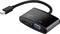 Un adaptateur avec des ports HDMI et VGA, reliés par un court câble.