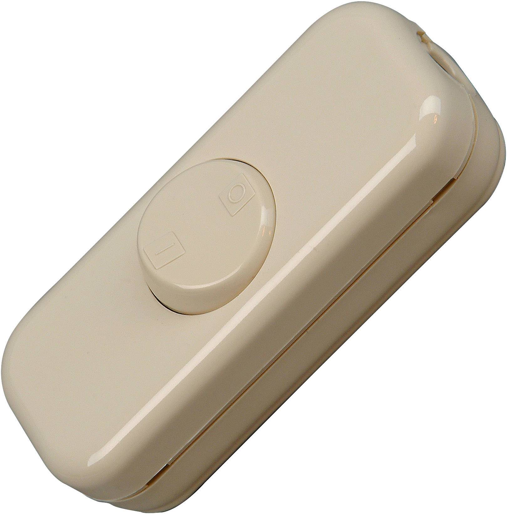 Interrupteur à bascule beige dans un boîtier rectangulaire, adapté pour la commande manuelle d'appareils électriques.