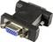 Un adaptateur mâle noir de DVI à VGA. L'adaptateur dispose d'une connexion VGA bleue à 15 broches et d'une connexion DVI de l'autre côté.