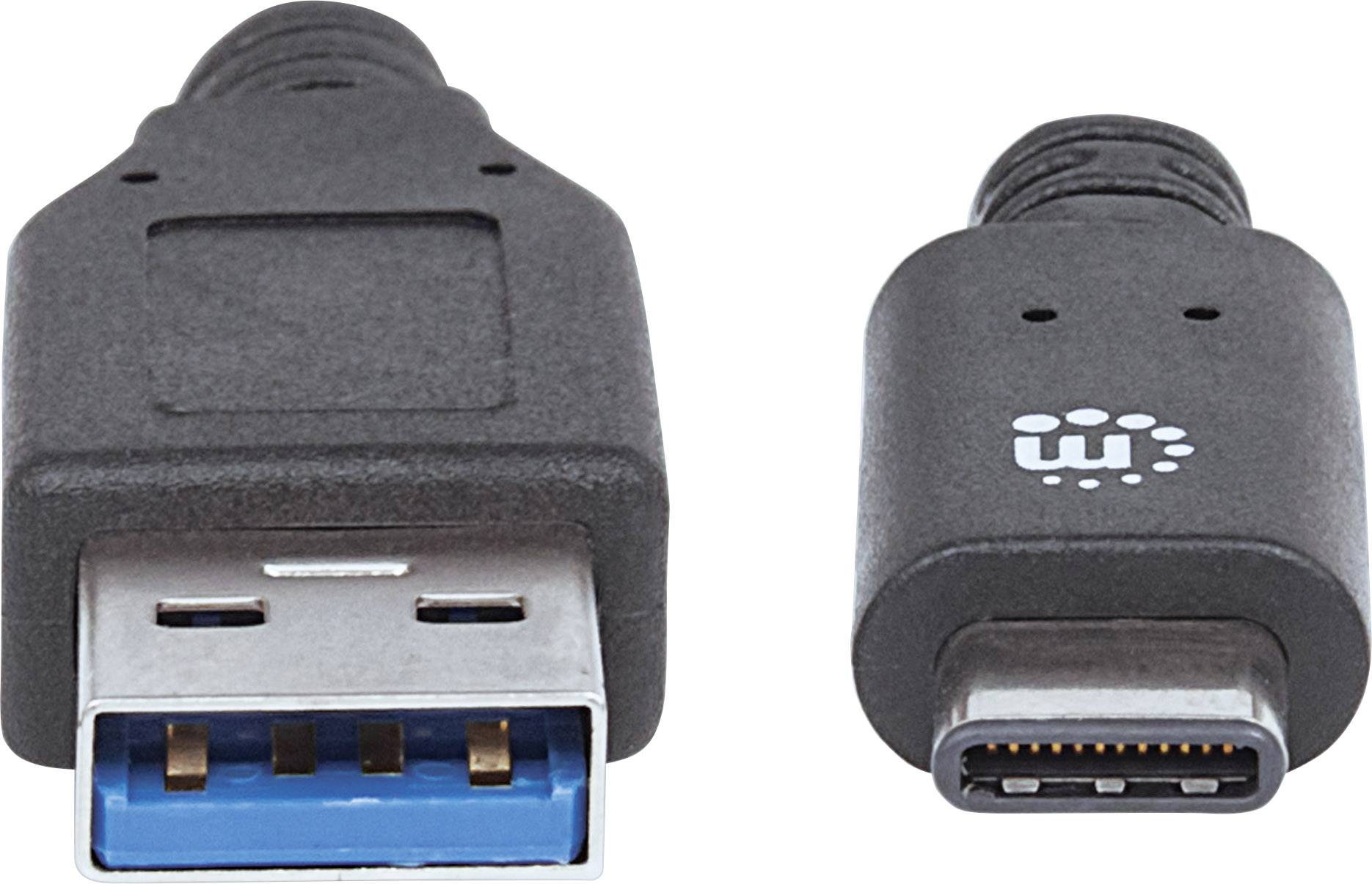 Deux fiches USB sont représentées : une fiche USB-A à gauche et une fiche USB-C à droite.