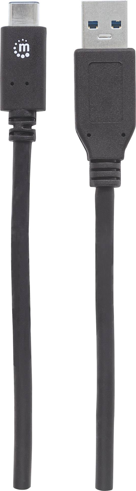 Un câble USB noir avec une fiche USB-A d'un côté et une fiche micro-USB de l'autre côté.