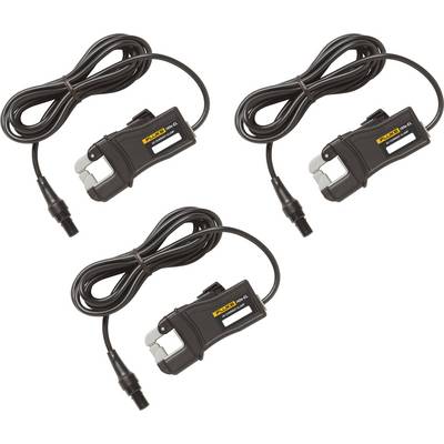 Trois pinces ampèremétriques noires avec de longs câbles, utilisées pour des mesures électriques.
