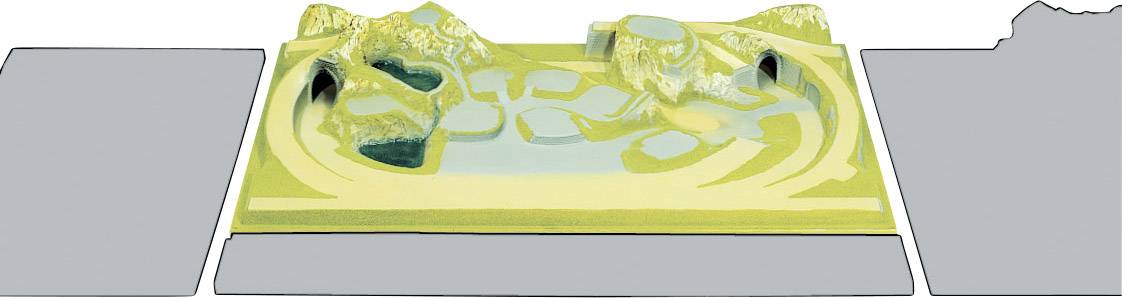 Un modèle du Liberty Park à New York montre des espaces verts, des voies d'eau et les structures urbaines environnantes.