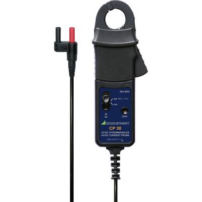 Pince ampèremétrique 'Gossen Metrawatt CP 30' avec boîtier noir, commutateur rotatif et cordons de mesure rouges et noirs, adaptée pour AC/DC.