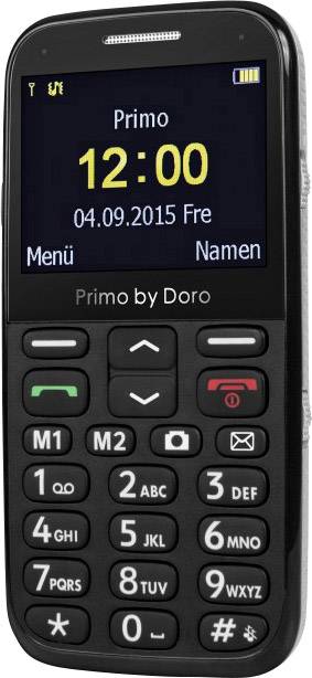 Un téléphone portable classique avec de grandes touches et un écran affichant l'heure 12:00 et la date 04/09/2015.
