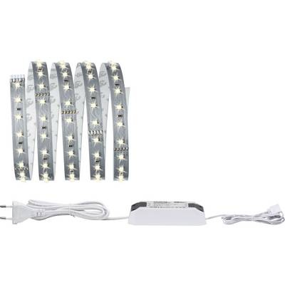 Bande lumineuse LED avec bloc d'alimentation. Les bandes sont conçues de manière flexible et présentent des LED illuminées à intervalles réguliers.