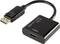 Adaptateur DisplayPort vers HDMI : Un câble noir avec une fiche DisplayPort et un port HDMI femelle, permettant de connecter des appareils avec des interfaces différentes.