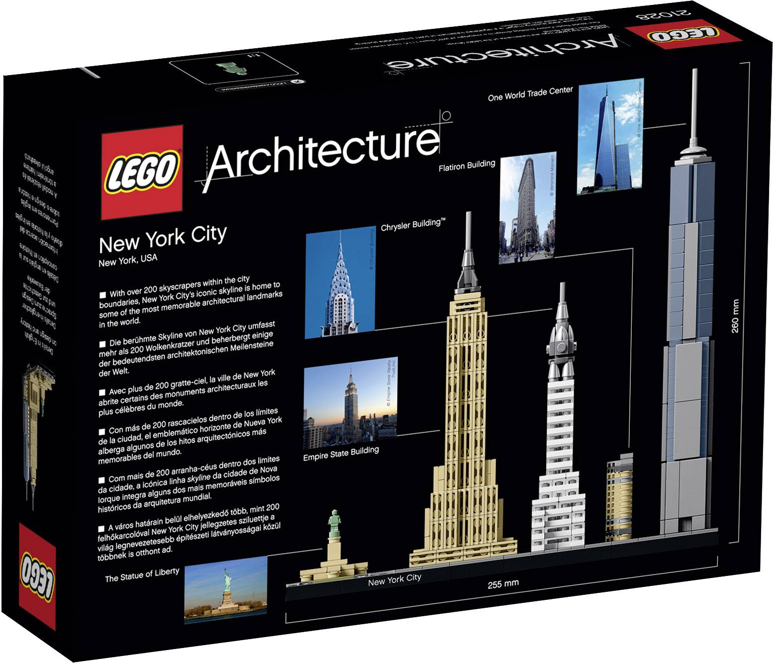 Ensemble LEGO Architecture 'New York City'. Comprend des monuments célèbres tels que l'Empire State Building et la Statue de la Liberté.
