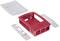 Boîtier rouge pour Raspberry Pi, composé d'un couvercle supérieur, d'un couvercle inférieur et de deux panneaux latéraux, partiellement assemblé.