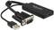 Convertisseur VGA vers HDMI avec câble USB, marque Delock. Permet de connecter des appareils VGA aux ports HDMI.
