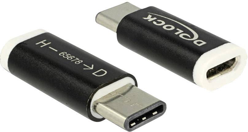Adaptateur USB 2.0 Delock 65678 - [1x USB-C® mâle - 1x USB 2.0 femelle Micro-B] - noir