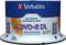 Un pack de 50 DVD+R DL Verbatim. DVDs double couche, imprimables, avec 8,5 Go d'espace de stockage, vitesse 8x.
