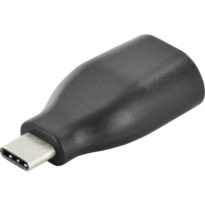 Un adaptateur USB-C noir pour connexions d'appareils, offrant un accès de conversion simple pour différents types de ports dans un design compact.