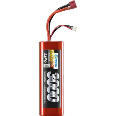 Pack de batterie (LiPo) 7.4 V 3000 mAh Conrad energy 1414149 20 C hardcase stick fiche T femelle