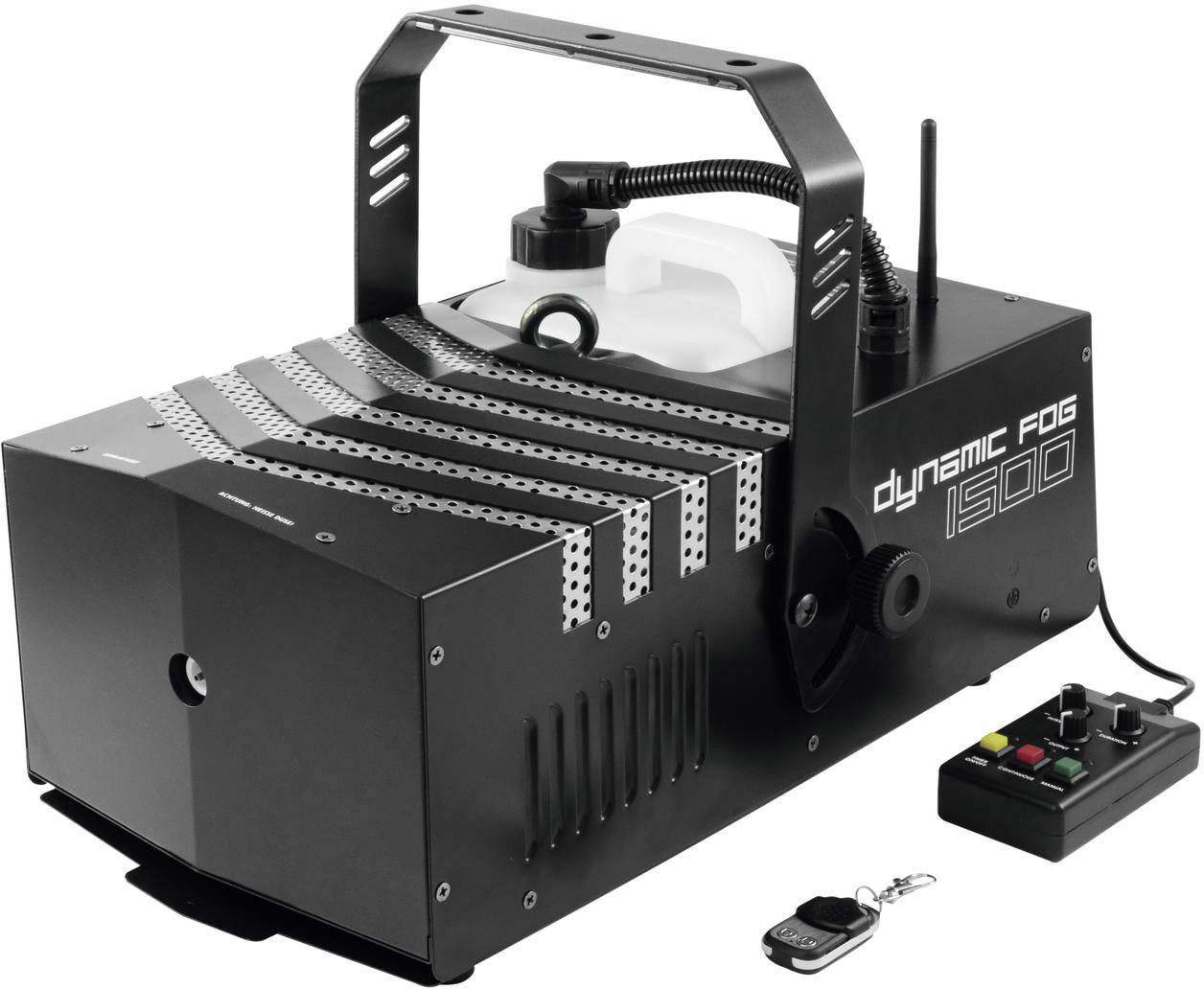 Eurolite DYNAMIC FOG 1500 Machine à brouillard avec étrier de fixation, avec télécommande sans fil, avec télécommande filaire, avec effet lumineux