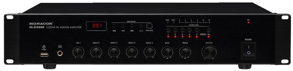 Monacor PA-312DMP Amplificateur ELA 120 W 5 canaux