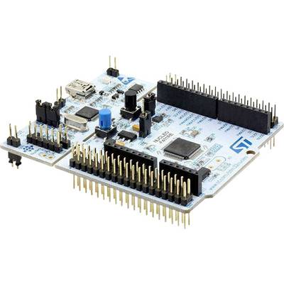 Carte de développement de microcontrôleur monolithique avec carte de circuit imprimé bleue, plusieurs ports et une connexion USB.