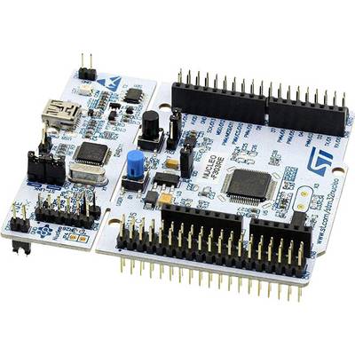 Carte de microcontrôleur avec différentes connexions et composants, adaptée aux projets électroniques et à la création de prototypes.