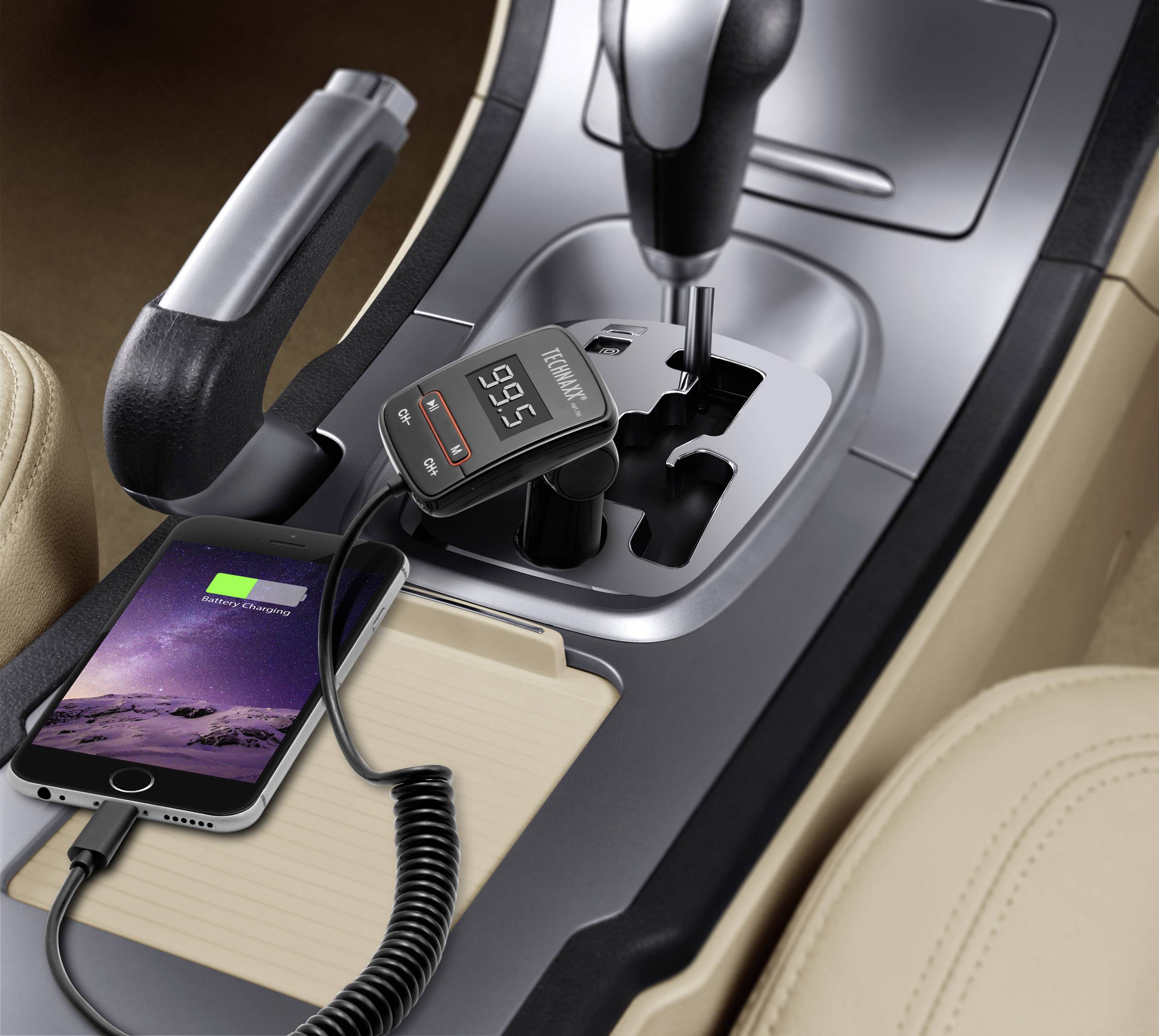 Technaxx FMT700 Emetteur FM avec fonction de rechargement pour iPhone, joint à rotule-5