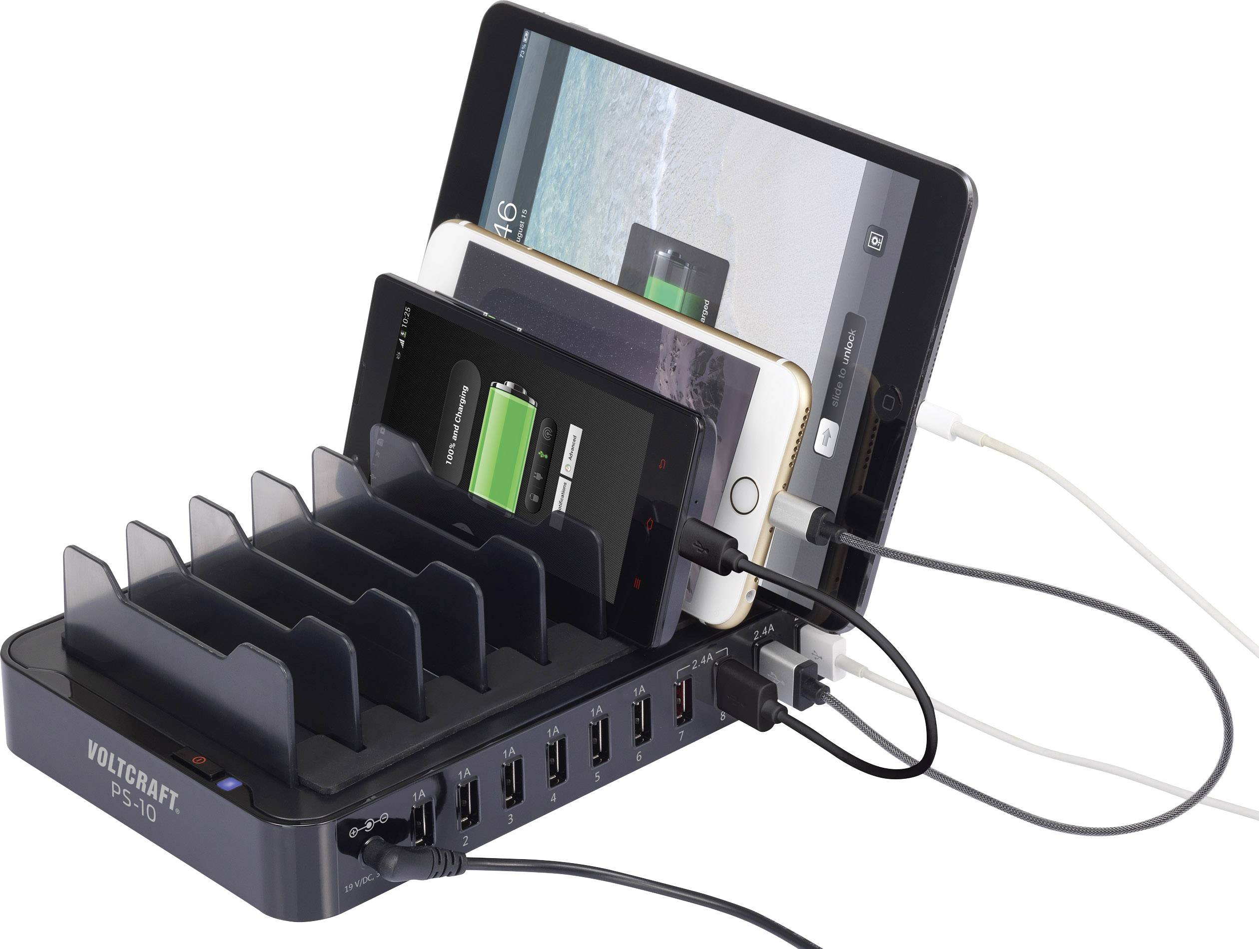Station de charge USB VOLTCRAFT PS-10 Courant de sortie (max.) 13200 mA 10 x USB auto-détection-2