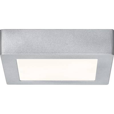 Plafonnier rectangulaire en argent avec un design plat et moderne, présentant une surface lumineuse blanche centrale.
